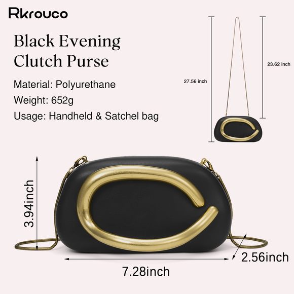 PU Leather Evening Clutch with Chain - Picture 3 of 7